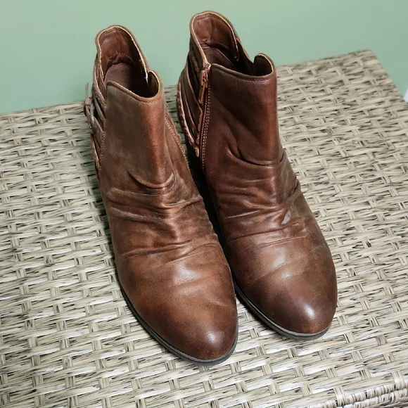 Yuu Chestnut Ankle Booties with Buckle Detail - Picture 5 of 6